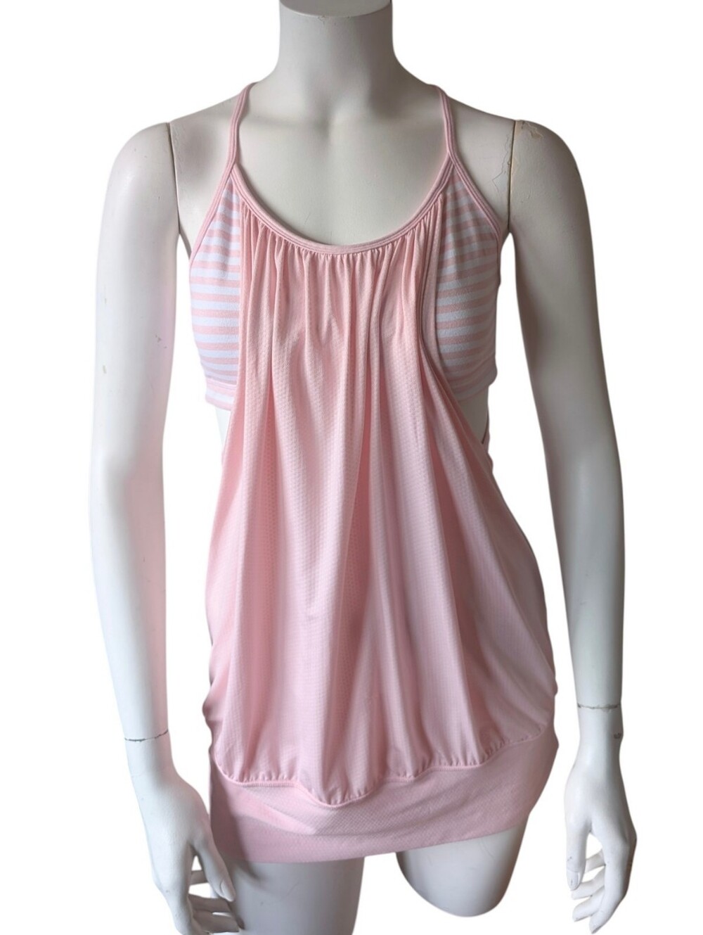 Lululemon No Limits Tank Pink Wide Hem Built-in Bra Racerback Top sz 10 - Picture 2 of 7